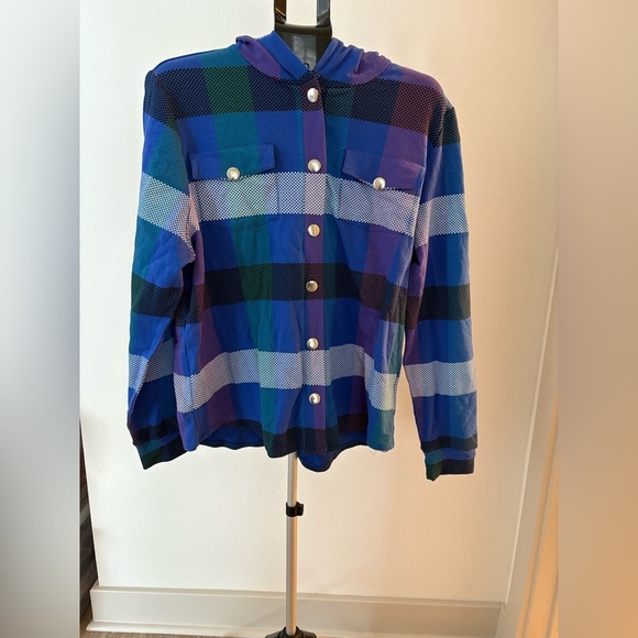 NWT Plus Size Torrid Western Blue Plaid Hooded Long Sleeve Size 2x - Picture 1 of 7